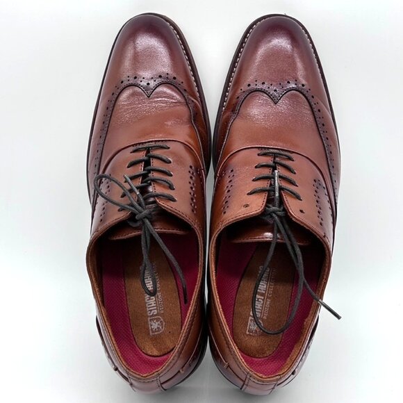 Stacy Adams Men's Macarthur Leather Wingtip Oxford Shoes Color Cognac US 10 M - Picture 6 of 9